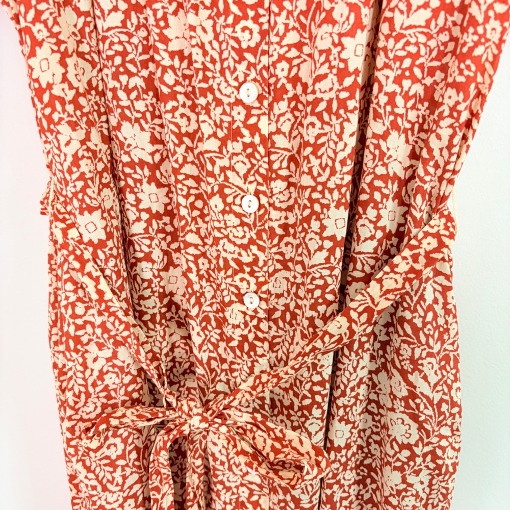 Faherty Carmel Floral Organic Cotton Midi Button Front Shirtdress Medium Coastal - Picture 7 of 12